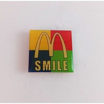 Vintage Smile Golden Arches On Color Block McDonald&#39;s Employee Lapel Hat Pin - £9.69 GBP