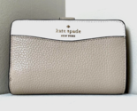 New Kate Spade Leila Medium Compact Bifold Wallet Leather Light Sand Multi - $61.66