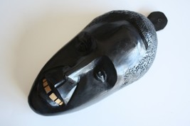 Old Vintage Black African Man with White Teeth Wooden Mask Tribal Primitive Art - £43.86 GBP