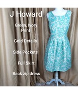 J Howard Green,  Ivory &amp; Gold Detail Pocket Dress Size 12 - £22.18 GBP