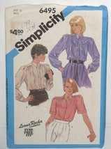 Simplicity Pattern 6495 Misses&#39; Loose Fitting Blouse &amp; Tie Misses&#39; Size 10 Vtg - £5.01 GBP