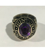 10k Yellow Gold Hunter College 1972 School Ring With Purple Stone - £747.29 GBP
