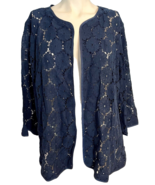 Joan Rivers Navy Blue  Lace Open 3/4 Sleeve Cardigan Size 22W - $18.99