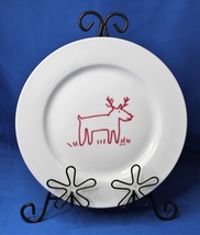 Red Reindeer Crate &amp; Barrel 8&quot;  Plate by Trish Richman - £9.87 GBP