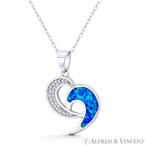 Freeform Charm Lab-Created Opal CZ Crystal 925 Sterling Silver Statement Pendant - £19.51 GBP+