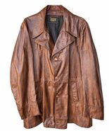 Vintage Reed Leather Jacket Mens Brown Blazer Sport Coat 60's 70s Disco ... - $213.75