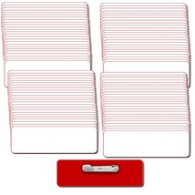 100 Blank 1 X 3 White / Red Name Badge Kit (A) Tags 1/8&quot; Corners Pins Labesl - $117.00