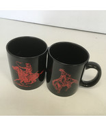 Set of two marlboro brand cigarettes coffee cup mugs red rodeo cowboy gr... - $24.70