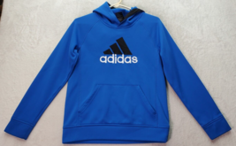 adidas Hoodie Youth Large Blue Polyester Long Sleeve Embroidered Logo Pullover - £18.03 GBP