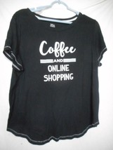 Black &amp;  White 2x (18W - 20W) Plus Size Knit top Sleepwear Coffee Shopping - $186.34 MXN