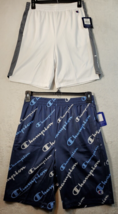 Pair Of Champion Shorts Youth Size XL White Blue Polyester Pockets Elast... - $16.59