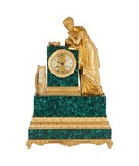 Antique French Empire Style Ormolu Malachite Mantel Clock by Denière 1820 - £4,779.50 GBP