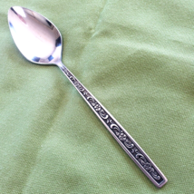 Oneida West Bend Stainless Fernwood Teaspoon 6 1/8&quot; USA Black Textured Accent - £4.74 GBP