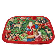 Vintage Christmas Table Placemats Quilted Fabric Santa Claus 15.75 x 11.5&quot; Lot 4 - £12.59 GBP