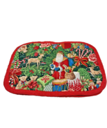 Vintage Christmas Table Placemats Quilted Fabric Santa Claus 15.75 x 11.... - £12.55 GBP