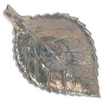 Susan Stocking Aluminum Leaf Shaped Candy Dish Tray Trinket Vintage Silver Tone - £19.29 GBP