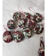 Handmade Fabric Covered Floral Easter Egg Christmas Ornaments Vintage 19... - £13.97 GBP