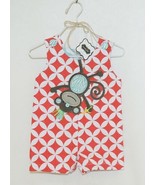 MudPie Monkey Shortall Red White Flower Geometrical Design Size 0 to 6 M... - $19.99