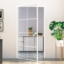 Interior Door White 102x201.5 cm Tempered Glass&amp;Aluminium Slim - £116.78 GBP