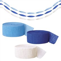 Winter Blue and White Crepe Paper Streamer Decorations for Christmas, Hanukkah,  - £7.75 GBP