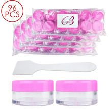 96Pcs 10G/10Ml Makeup Cream Cosmetic Pink Sample Jar Containers With Spatulas - £45.82 GBP