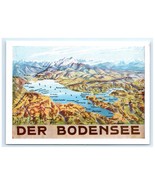 Vintage Der Bodensee Lake Map Aerial View Munich Germany Postcard - $8.18 CAD