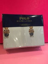 Ralph Lauren Polo Bear Boy Blue Striped 100% Cotton Full Bedding Shams 4PCS Set - £110.38 GBP