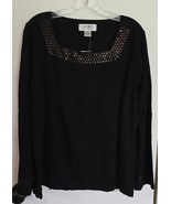 NWT Womens Plus 1X Alfani Woman Black Copper Sequin Neck Trim Shirt Top ... - $343.56 MXN