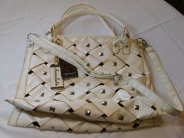 Chocolate New York 56218 White purse handbag shoulder bag Crossbody larg... - $69.49