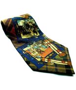 Old Time Golf Plaid Preppy Novelty 100% Silk Tie - $10.40