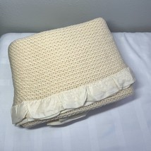 Vintage Faribo Wool Blanket With Satin Trim Cream Color 56 X 82 Inches - $44.00