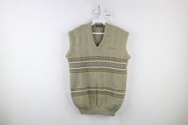 Vintage 50s 60s Streetwear Mens Size Medium Thick Fair Isle Knit Sweater Vest - £38.88 GBP