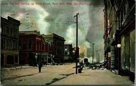 San Francisco CA The Fire coming Up Third Street April 18th 1906 Quake Postcard - £3.32 GBP