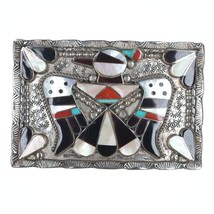Vintage Bobby and Corraine Shack Zuni Sterling Multistone Inlay belt buckle - £430.24 GBP