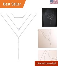 Tarnish-Resistant 925 Sterling Silver Layered Chain Necklace - Fashion E... - $840.68 MXN