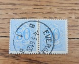 Belgium Stamp 50c Strip of 2 Blue Belgique Belgie - £1.86 GBP