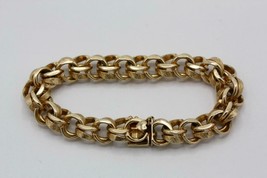 VTG 14K Gold Matte/Polish Finish Heavy Double Spiral Link Charm Bracelet 43.6 gr - £2,660.71 GBP