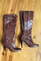 Cole Haan 7.5 B Brown Leather Round Toe Knee High Heeled Boots - $72.20