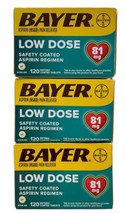 Aspirin Bayer Low Dose Pain Reliever 120 Enteric Coated Tablets, 81mg Pa... - $27.71
