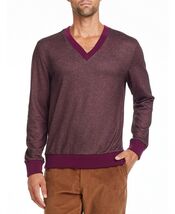 Tallia Men's Slim Fit Burgundy V Neck Sweater-Size Small - $7.25