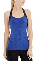Women&#39;s Lucy Blue/Black Space Dye Print Crossback Activewear Tank Top Sz XL - $15.83