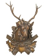 Wall Plaque Art MOUNTAIN Lodge Royal Stag Deer Chocolate Brown Resin - £321.84 GBP