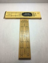 VINTAGE Cribbage WOODEN Game ORIGINAL Box PEGS Included LIGHT Color BLAC... - $29.69