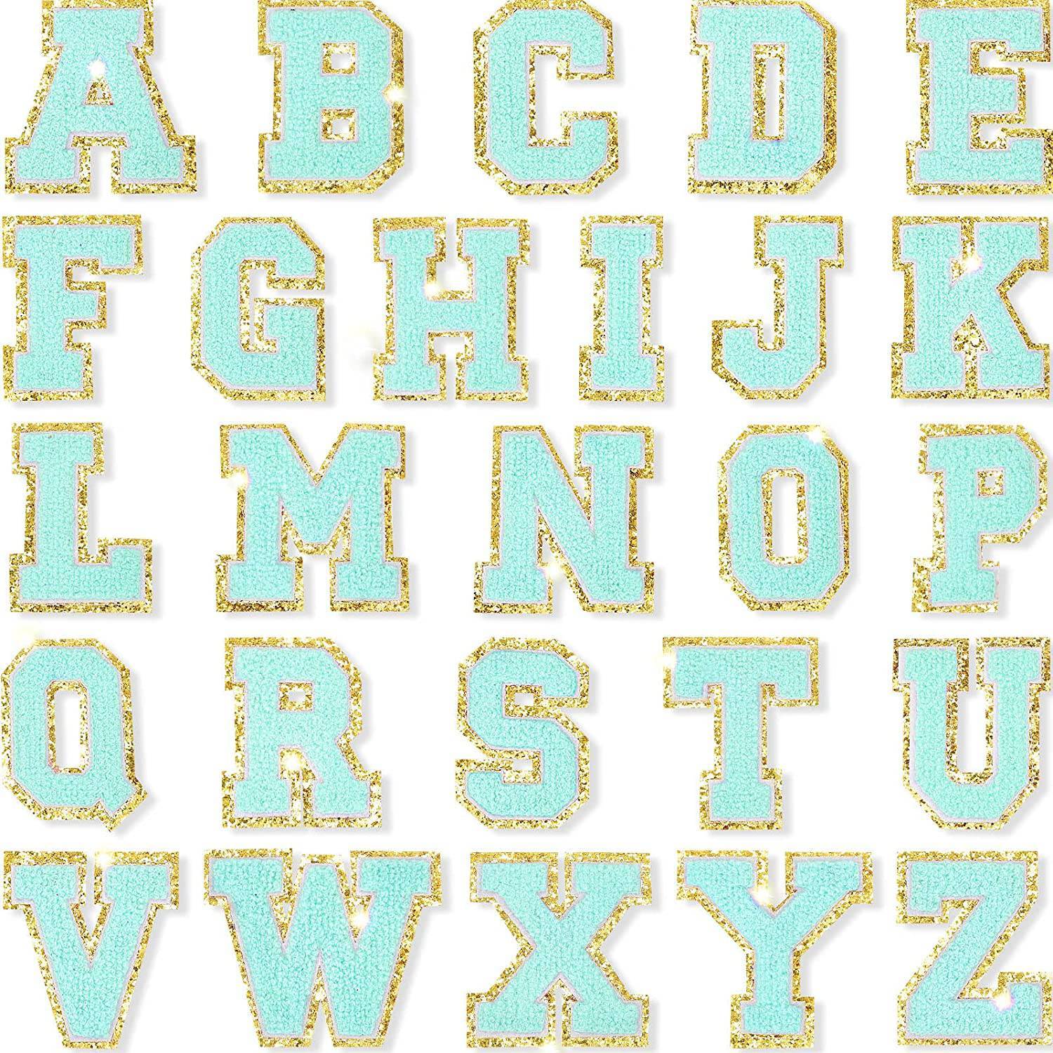 Aqua Self Adhesive Chenille Letters Patches - $1.99