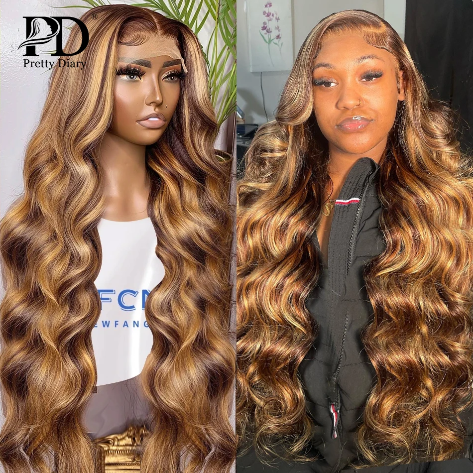4/27 HD Transparent 13x4 Ombre Body Wave Lace Front Wig 13x6 Water Wave ... - £88.56 GBP+