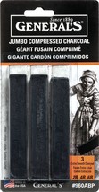 Jumbo Compressed Charcoal Sticks 3/Pkg-Black - 2B, 4B & 6B (Pack of 3) - $871.72 MXN