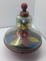 Vintage Plastic Metal Spinning Top Red Blue Yellow - BROKEN - $9.85