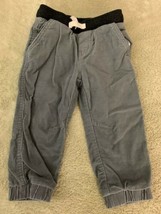 Cat &amp; Jack Boys Gray Corduroy Lined Jogger Pants Cloth Waist Pockets 18 ... - $6.37