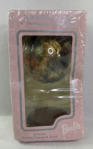 1997 Holiday Barbie 4&quot; Decoupage Ornament with Wooden Ornament Stand NEW IN BOX - £9.36 GBP