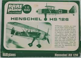 RarePlane 1/72 Scale Vacuform Henschel HS 126 A-1 - £11.57 GBP